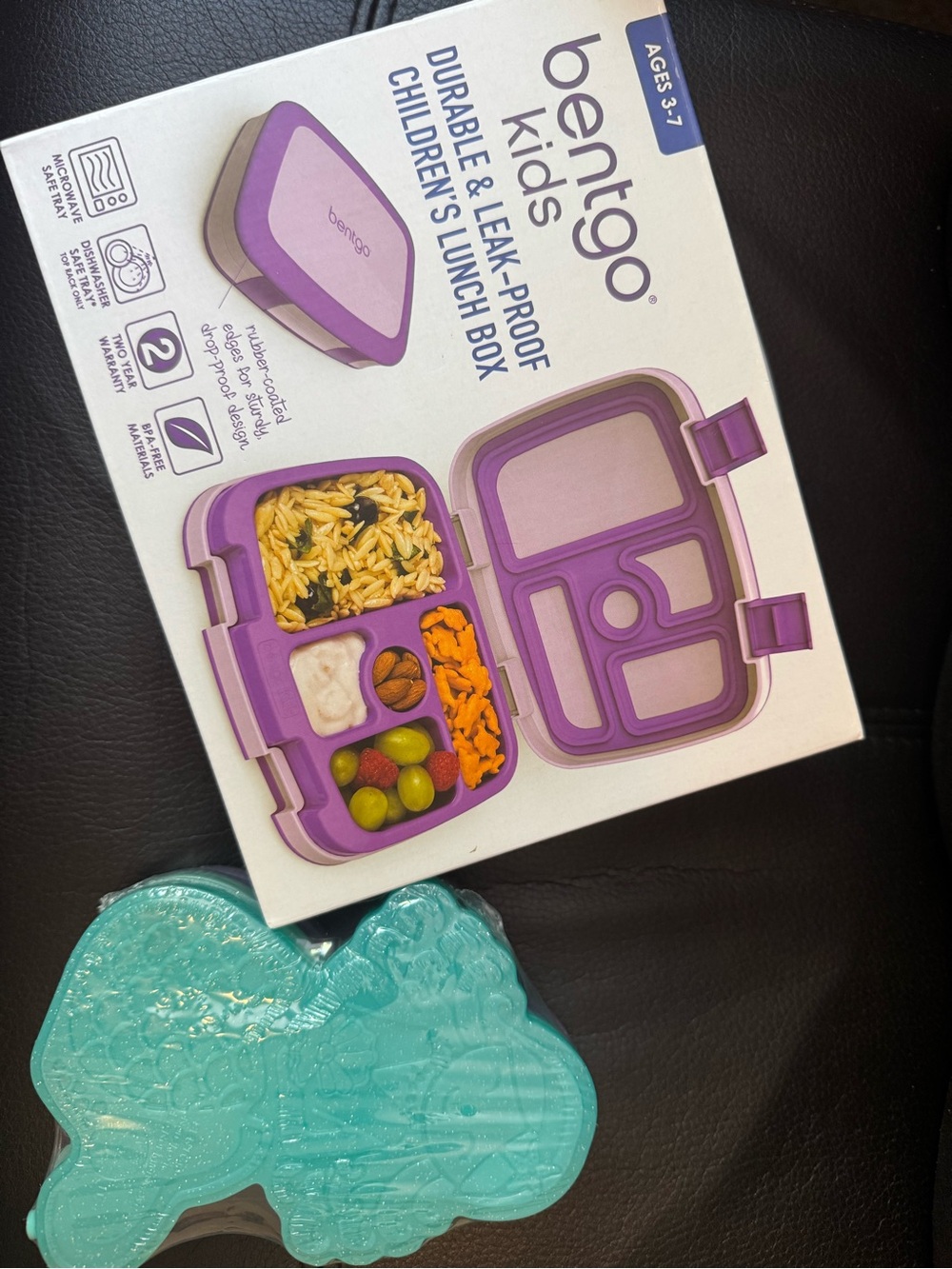 Bentgo Kids Leak-Proof Children's Lunch Box - Purple & ice packs